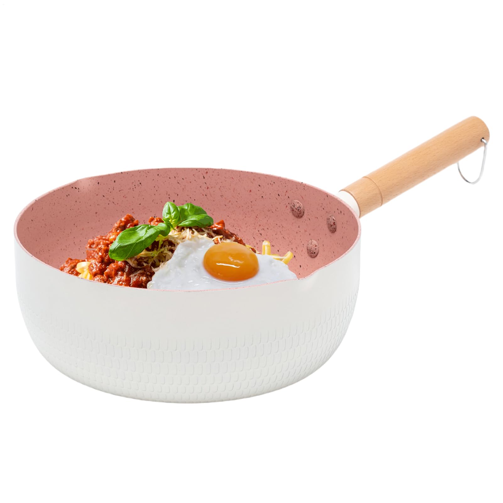 Poêle en céramique antiadhésive avec manche en bois pour cuisine au gaz