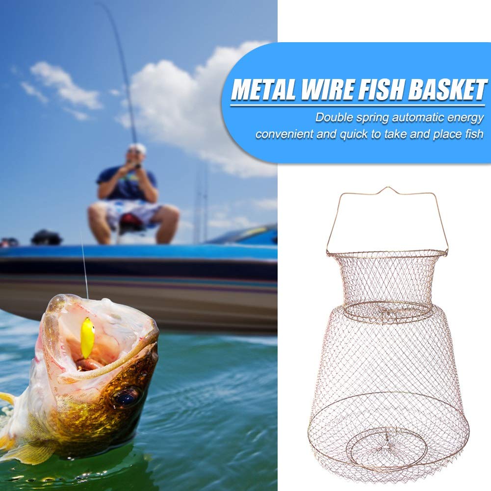 Panier Trempé Eau Panier Pêche Pliable 4 Couches - Filet 25x1.2m Acier Galvanisé Cage Poisson Acier Galvanisé