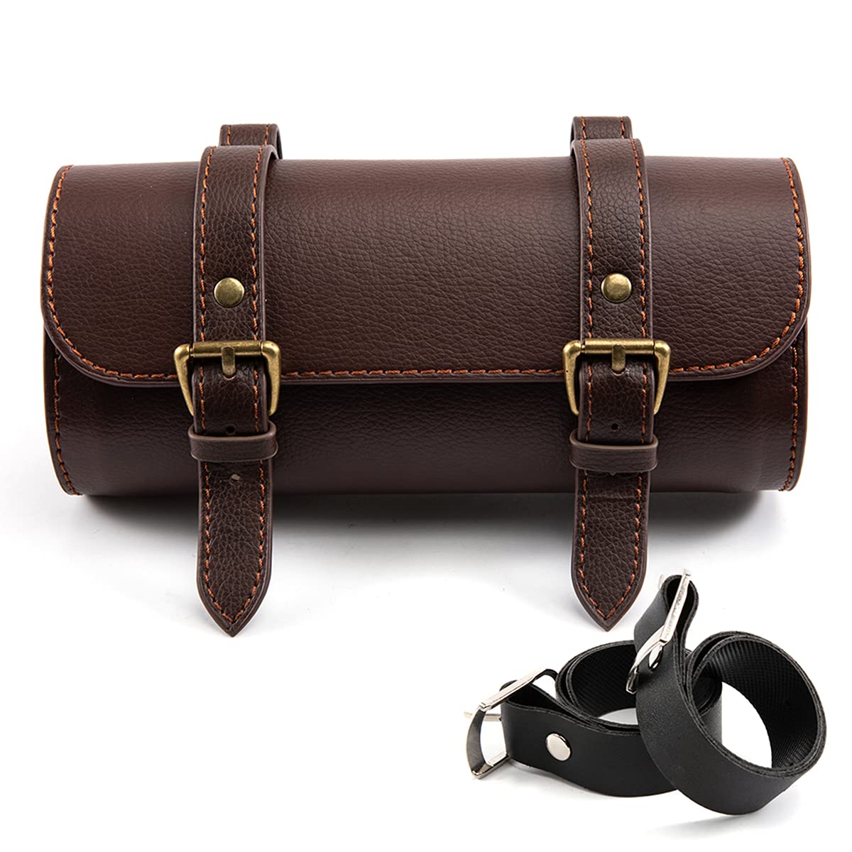 Borsa da sella per moto, mini forcella da moto, manubrio in pelle PU, custodia per attrezzi (D)