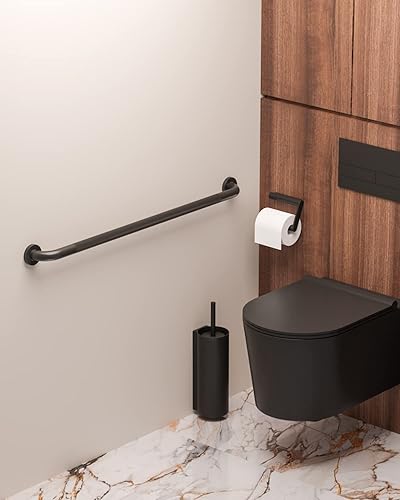 Miniatura 6 de Paquete de 2 barras de regadera de 36 pulgadas con agarre antideslizante de color negro cepillado de 1.25" de diámetro, Munzong, mango de baño con