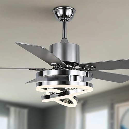 Ventilador de techo de 52 pulgadas con luces y control remoto, 6 velocidades de viento, 3 opciones de color, ventilador de techo moderno para sala