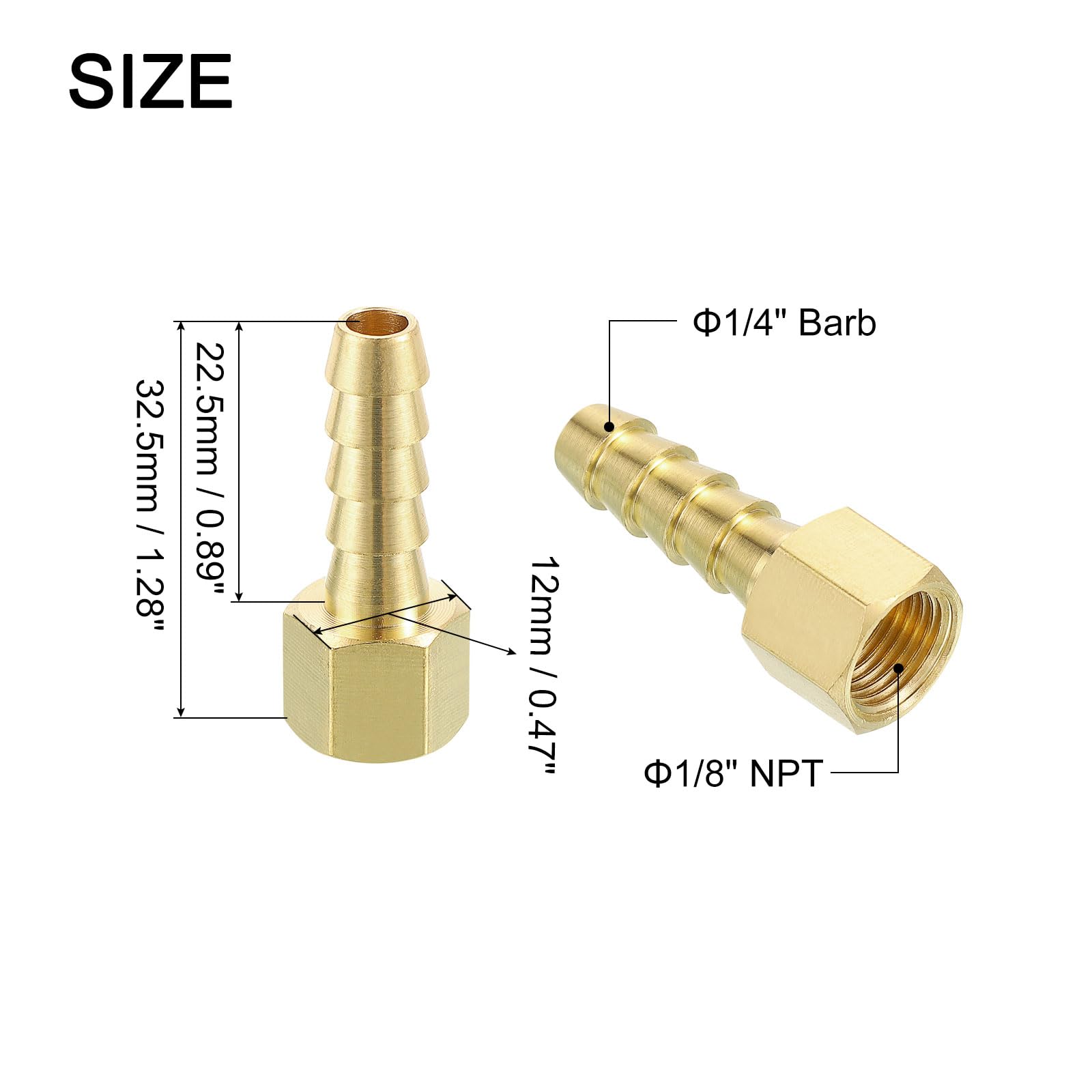 QUARKZMAN 2pz Raccordo a Barbetta in Ottone, 1/4" Barbetta x 1/8" Npt Femmina Raccordo per Tubi in Ottone per Collegare Tubi Dispositivi Meccanici Attrezzature Idrauliche
