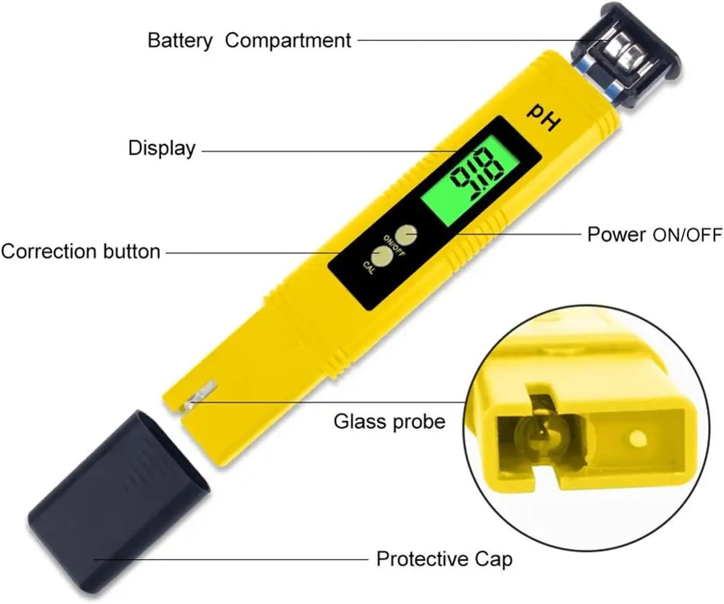 Digital LCD Ph Meter Pen Tester Accuracy 0.1 Aquarium Pool Water Wine Urine Automatic Calibration