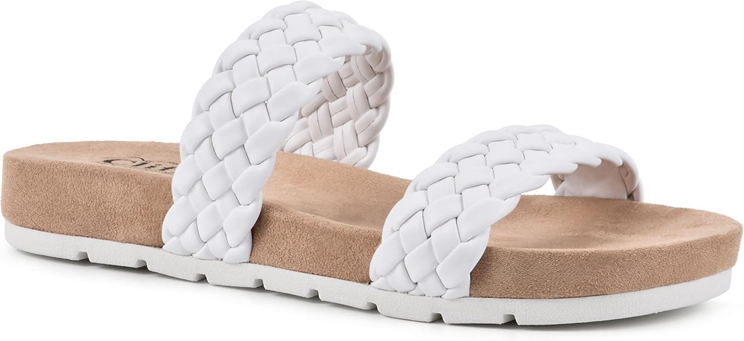 CLIFFS BY WHITE MOUNTAIN Women's Truly Slide Sandal 8 White/Smooth