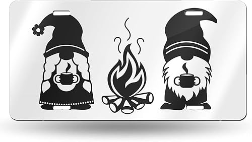 FeHuew Placa de matrícula de gnomos para acampar feliz, placa de automóvil decorativa para automóvil, placa de aluminio de metal para