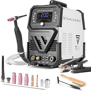 STAHLWERK Poste à souder AC/DC TIG 200 Puls Pro Digital - Inverter 200 A, IGBT, MMA/ARC, pulse & spot, mémoire des tâches, numérique, pour aluminium, tôle fine, TIG DC & AC
