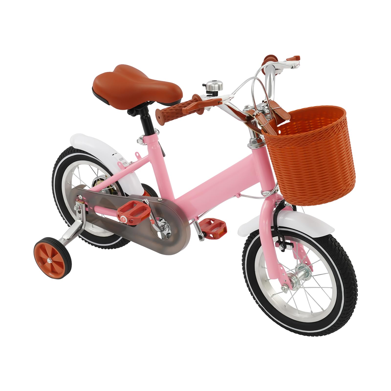 Suggerimento regalo per bambini: bicicletta per bambini da 12 pollici con ruote di supporto – Bicicletta educativa regolabile in altezza per bambini dai 2 anni in su con cestino e campanello (rosa)