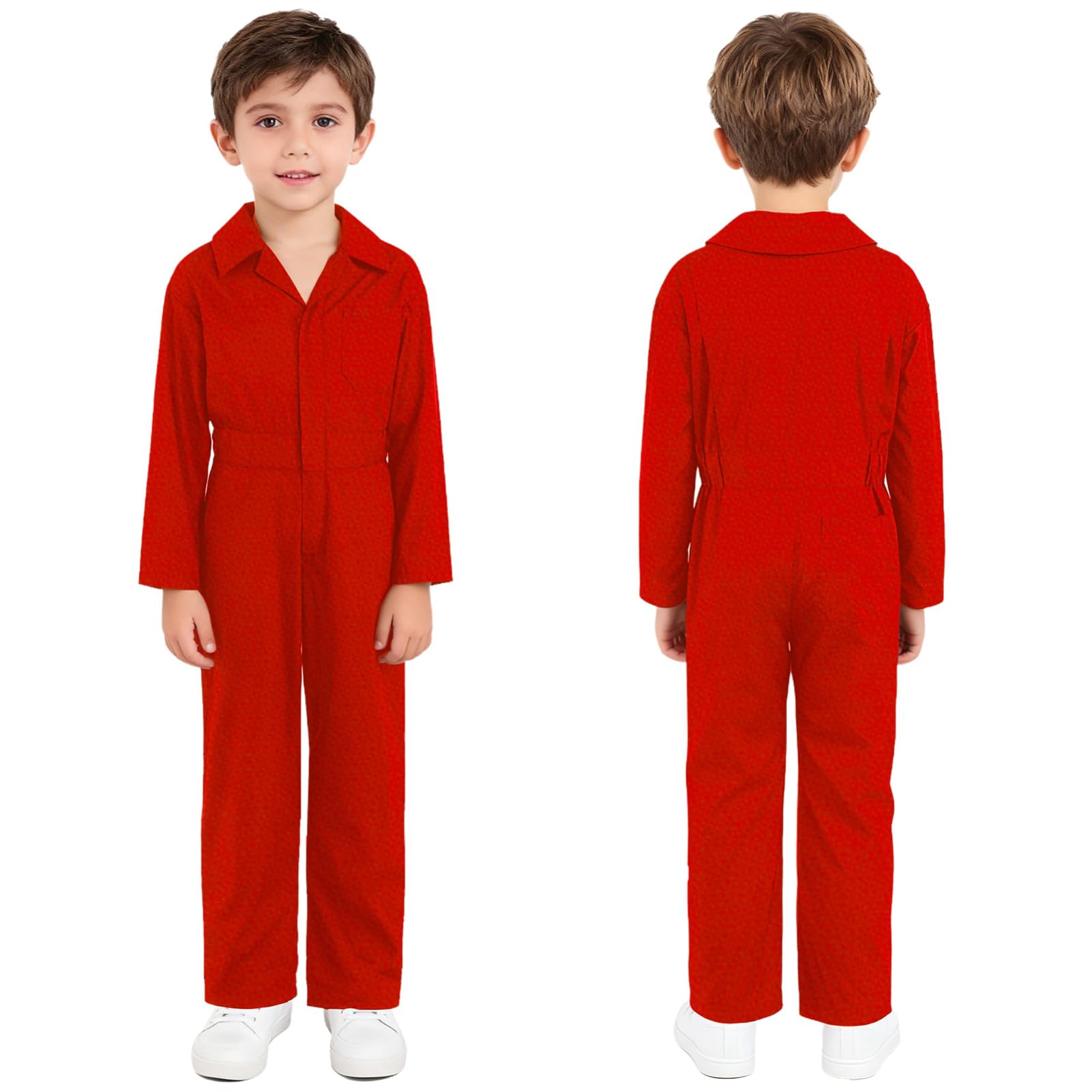 IEFIEL Monos y Petos de Trabajo con Cremallera Frontal para Niños Mono Estándar Piloto de Vuelo Mecánico Mono de Casual Sólido Overalls Jumpsuit 5-16 Años
