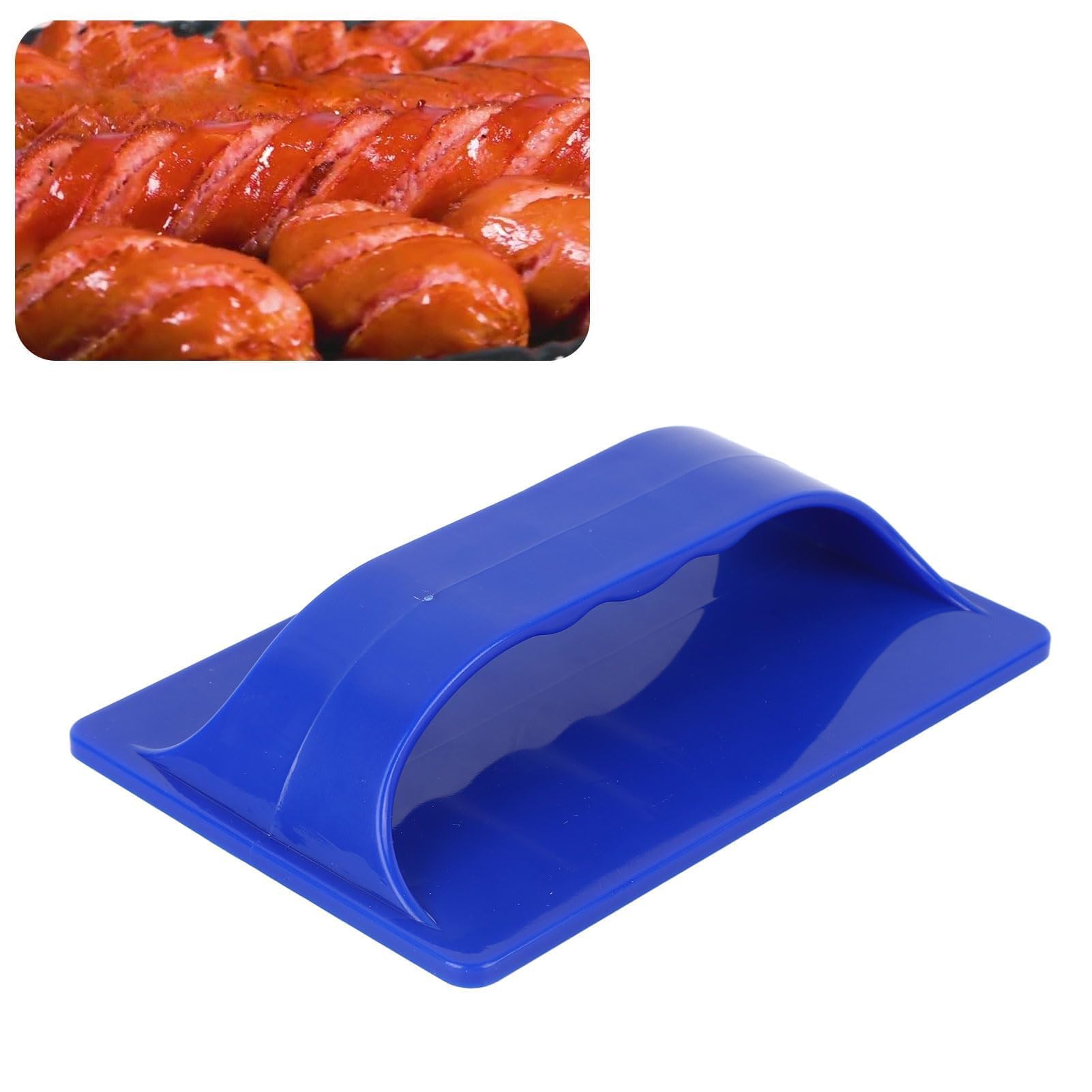 Hot Dog Slicing Tool, Plastic Sausage Cutter Kitchen Hand Cutting Machine for BBQ Outdoor Camping Grill (Blue)