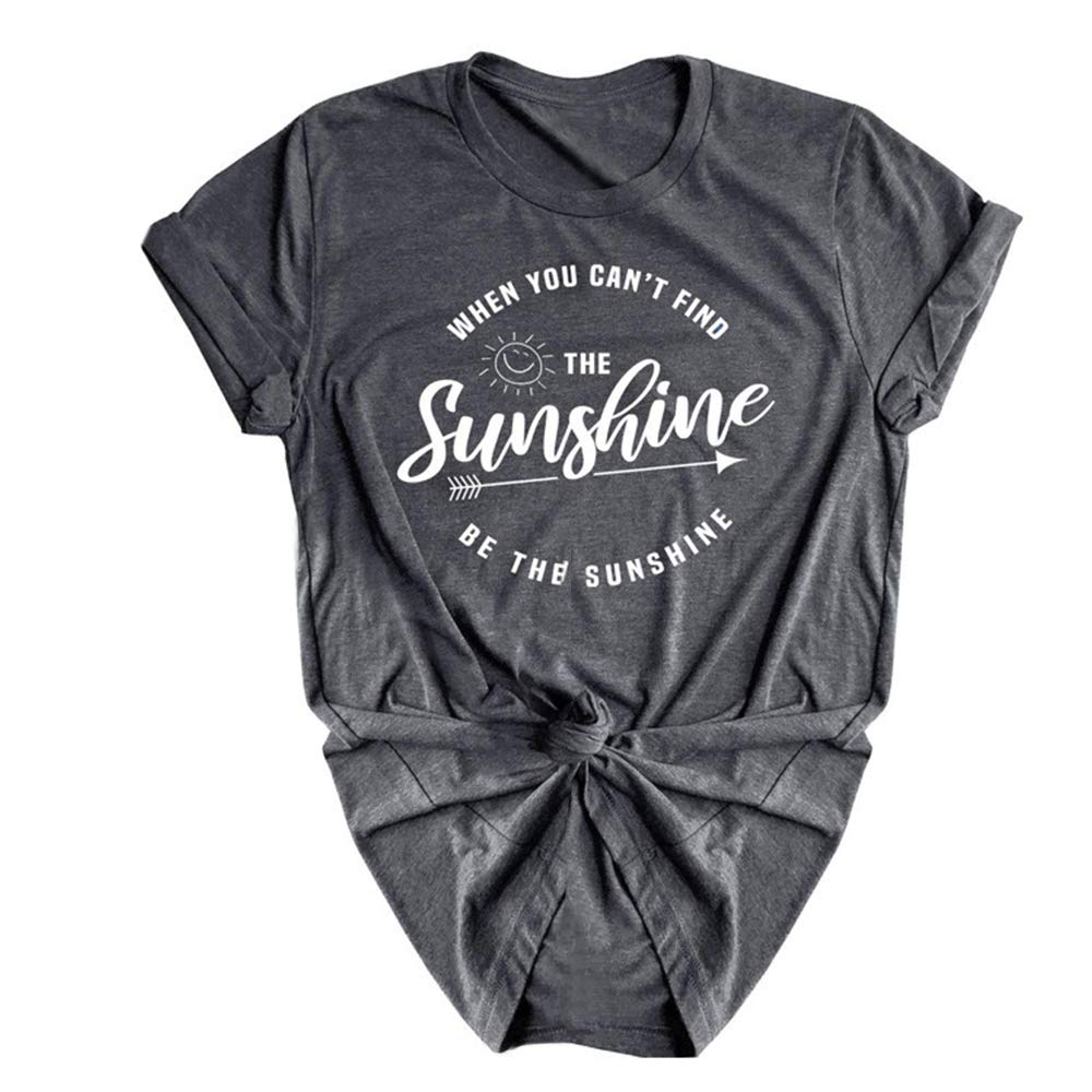 zenicham Women's Short Sleeve O-Neck Letters Print Tops Tees Loose Casual Tee T-Shirt