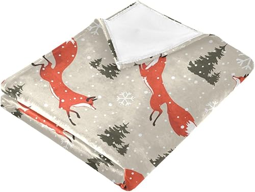 Miniatura 2 de KLL Beautiful Christmas with Eorgeous Foxes Blankets & Throws 50"x60" Warm All Season Use Blanket for Bedroom, Camping, Living Room