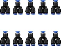 Vista 64 de 5 piezas de conector de reducción de tubo en T neumático con forma de T de 3 vías de 10 mm x 6 mm x 10 mm, conector rápido de empuje en T
