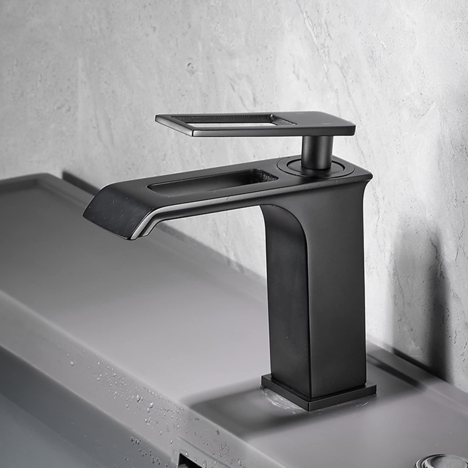 Nvsfzgiyg Nero Bathroom Sink Faucet Waterfall, Single Handle Basin Mixer Tap For Hot And Cold Water, For, Gold(Nero)