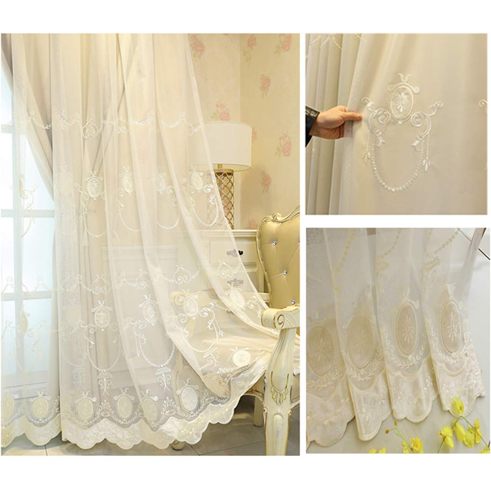 Bei Rideaux occultants à double couche avec voilage en dentelle embroiy parfaits pour bloquer la lumière et décorer la maison.