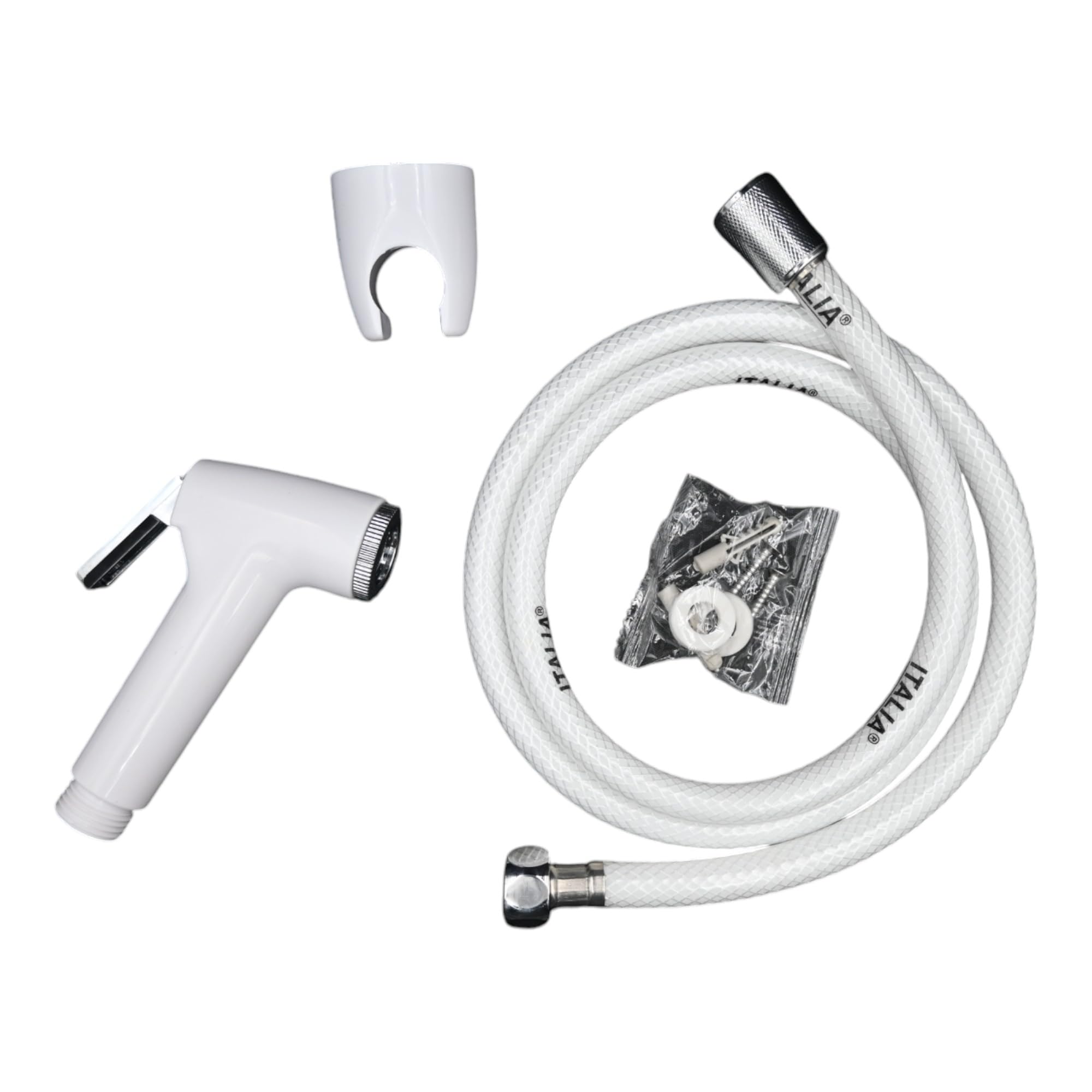 AZTON_S-3028 Premium White Handheld Bidet Sprayer Set – 47” PVC Hose, Wall-Mounted Shattaf for Toilet, Personal Hygiene Washer, Leak-Proof and Easy Installation