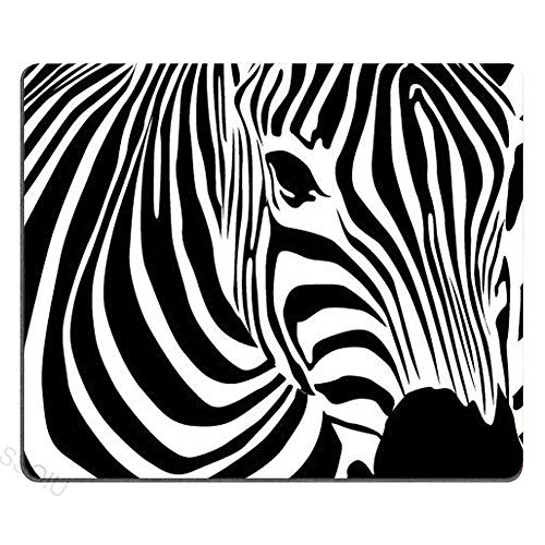 SSOIU Alfombrilla de ratón rectangular de goma antideslizante personalizada para juegos, estampado de rayas de cebra, color negro