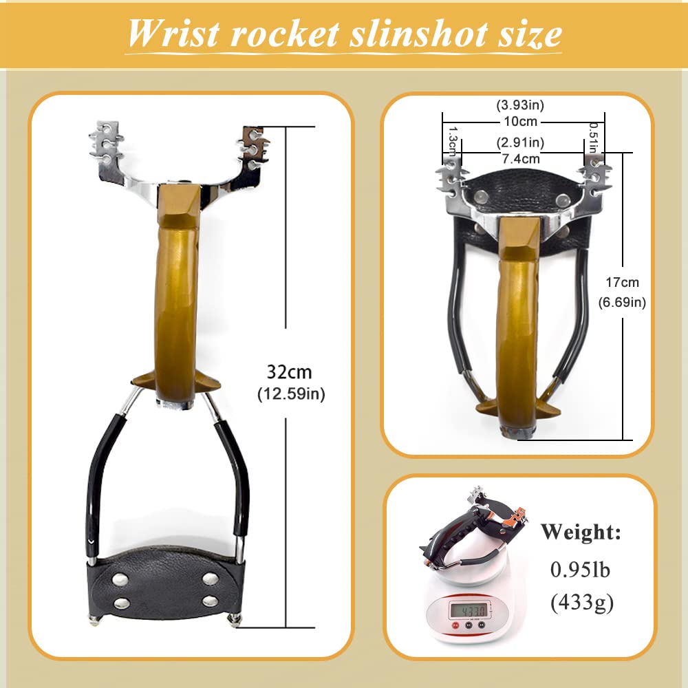 Runzkzy Wrist Rocket Slingshots for Adults, Professional Slingshots for Hunting with Tubular Catapult Slingshot Bands, Metal Slingshot for Outdoor Shooting Target Practice and Fishing (Package B)