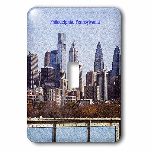 Interrupteur à baïonnette Philadelphia Skyline mural décoratif 3dRose