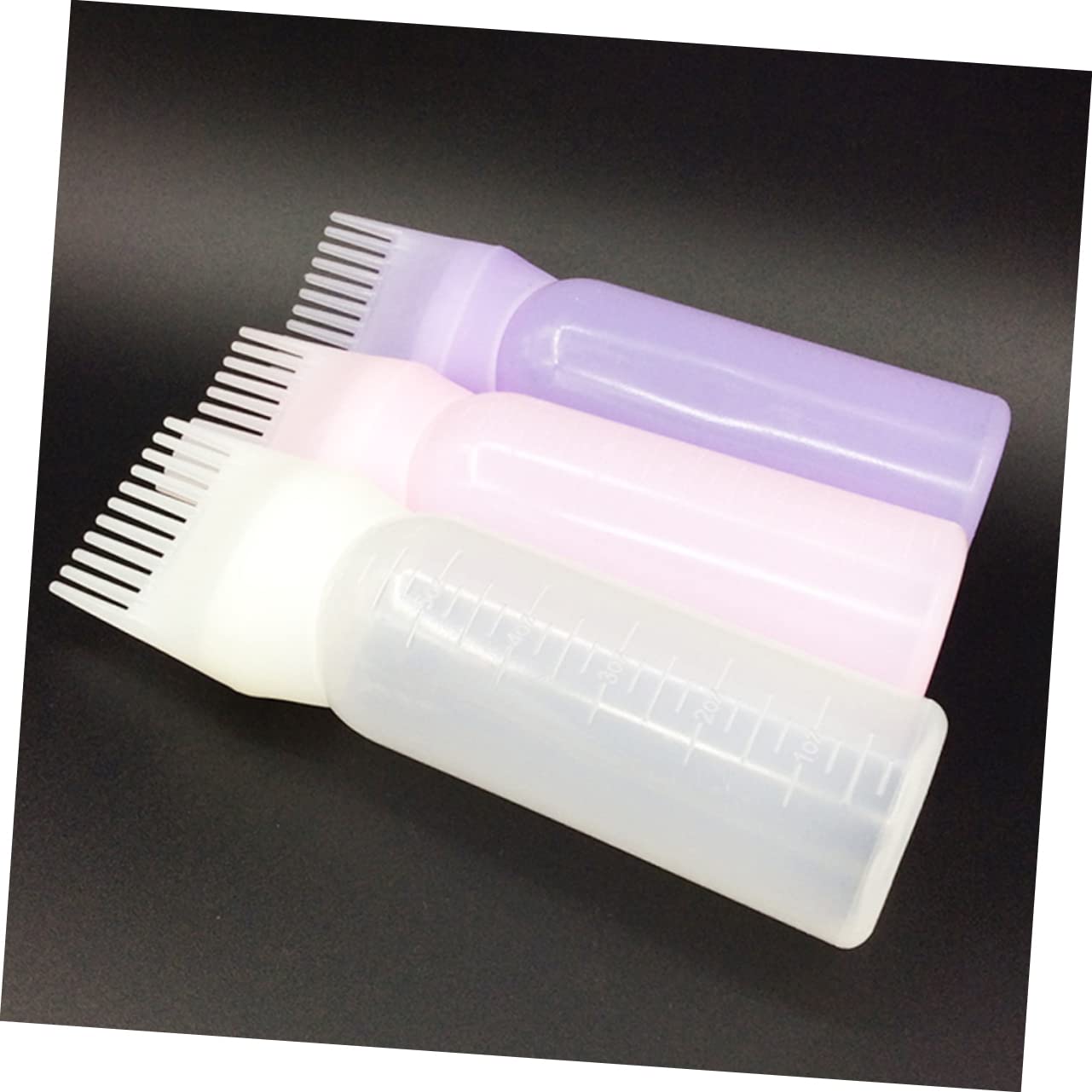 PartyKindom 3Pcs White Hair Coloring Applicator Comb Durable Dye Bottle with Graduated Scale for Even Color Distribution Salons and Home Use