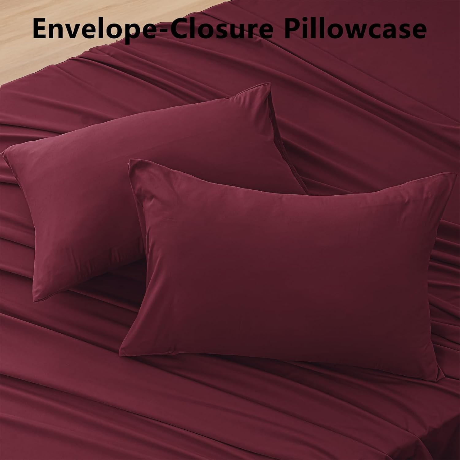 Queen Size 4 Piece Sheet Set - Hotel Luxury Bedding for Queen Size Bed - Soft and Breathable Bed Sheets Set - Deep Pocket Sheets,Wrinkle & Fade Resistant(Queen, Burgundy)