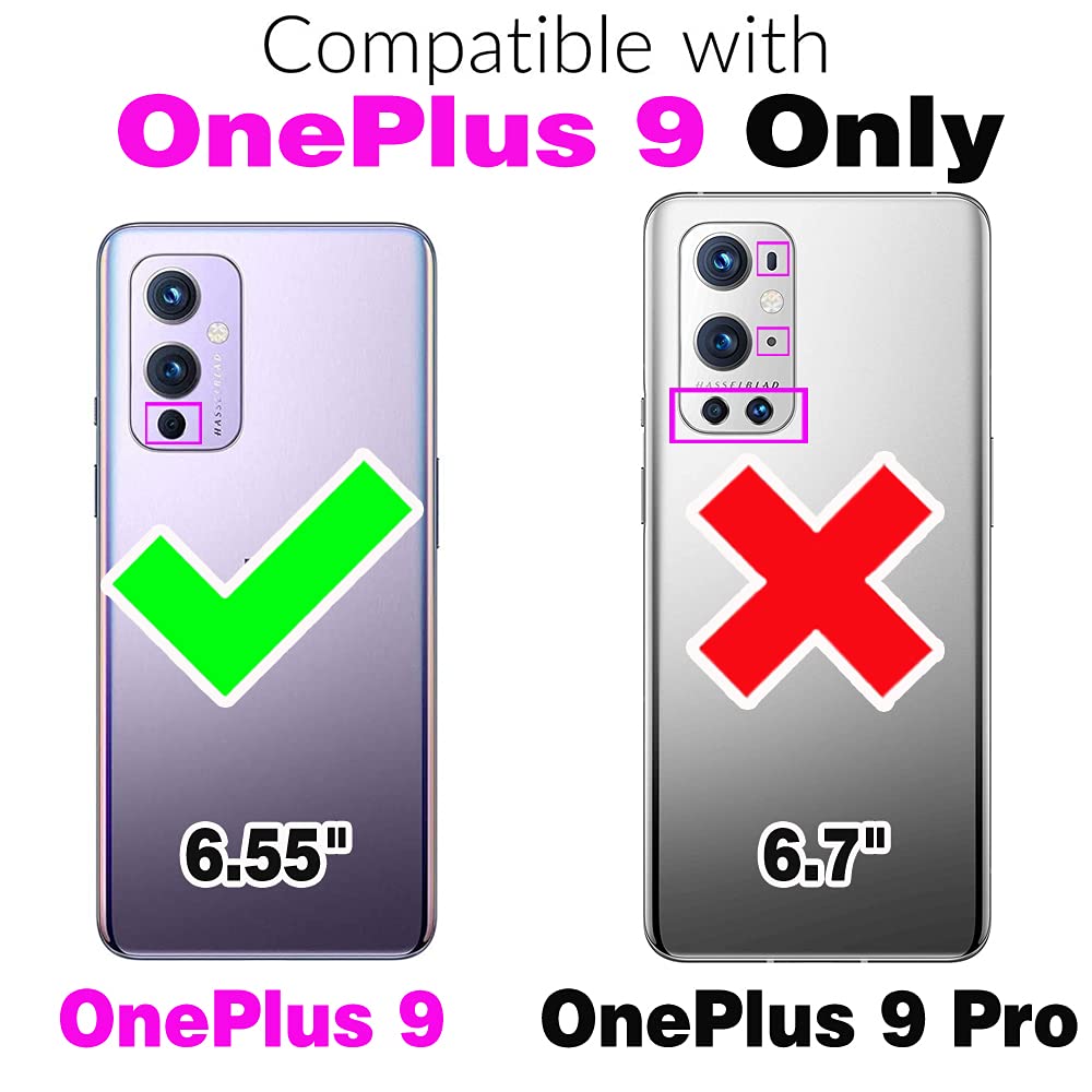 Asuwish Compatible with OnePlus 9 OnePlus9 5G Wallet Case and Tempered Glass Screen Protector Flip Cover Credit Card Holder Stand Cell Phone Cases for One Plus9 On 1 Plus 1plus One+ 1+ 1+9 Nine Black