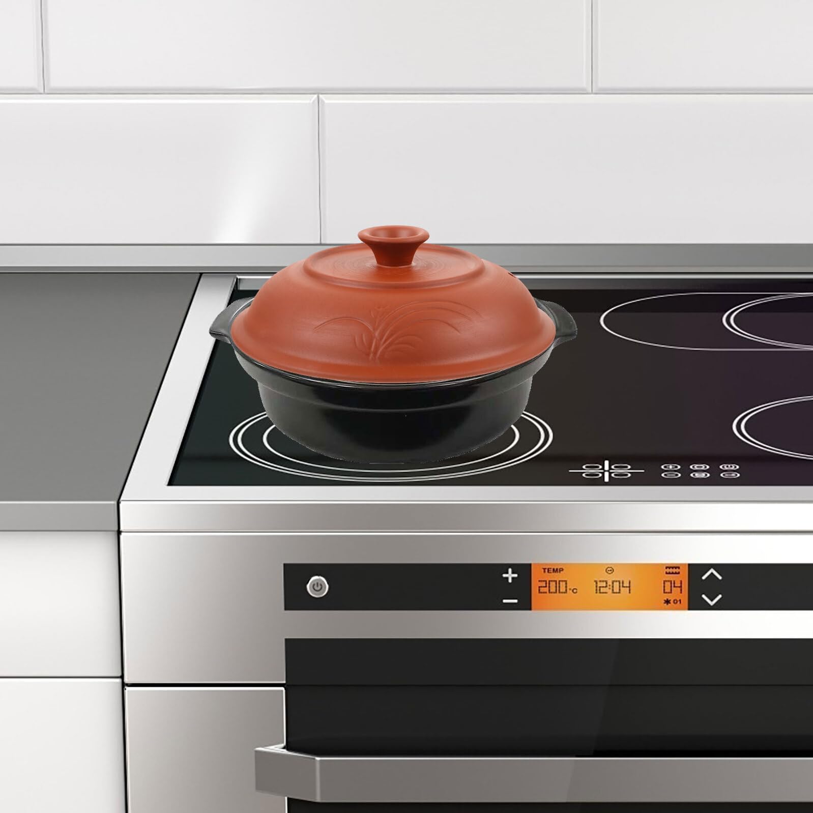 Baluue Coperchio per Pentola in Ceramica da 4,5 a 6 Litri Marrone con Foro di Ventilazione Facile da Pulire per Hotel e Cucina Stile Casuale