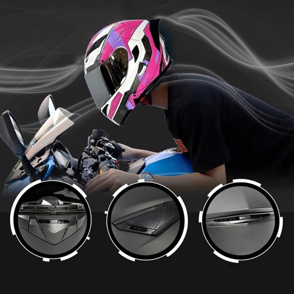 Casco Modulare Moto Integrato Casco Moto con Integrale Doppia Visiera Specchio Risposta Automatica Certificazione ECE Casco Integrale Scooter