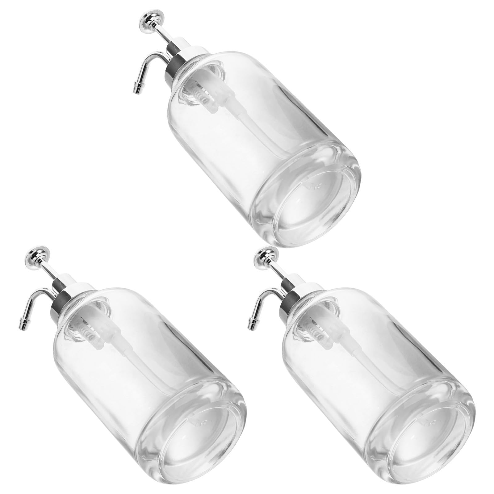 3 Pezzi Flacone Dosatore in Vetro da 500ml 16oz Pompa Argento