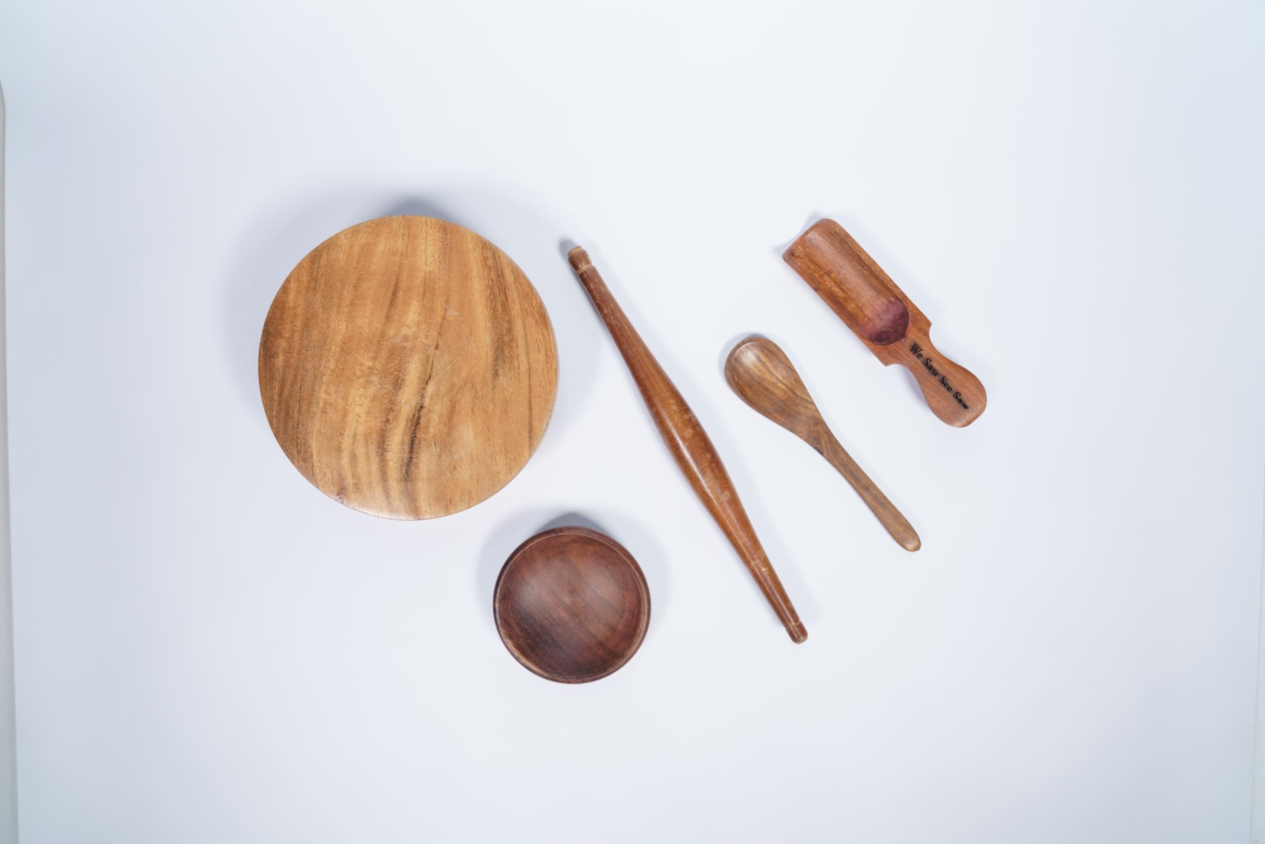 We Saw See Saw - Sensory Bin Tools - Wooden Chakla Belan Set for Kids with Spoon, Scoop and Bowl | Patla Belan Set for Kids | Polpat and Rolling pin Set for Kids. (Chakla Belan Mega Set) (B0CQVHVZL3) Amazon Price History, Amazon Price Tracker