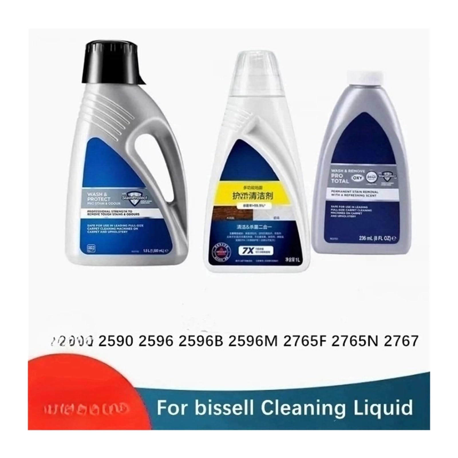 Limpiador de pisos compatible con Bissell 2590, 2596, 2596B, 2596M, 2765F, 2765N, 2767, 2765 - Limpiador multisuperficie (1 litro/1,5 litros)(1.5L 1PCS)