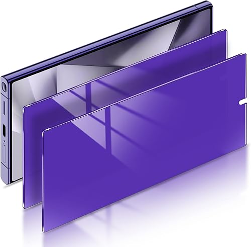 LYWHL 2 Pack for Samsung Galaxy S24 Ultra Privacy Screen Protector Support Fingerprint Unlock, Purple Gradient Anti Blue Light Anti Spy HD Screen