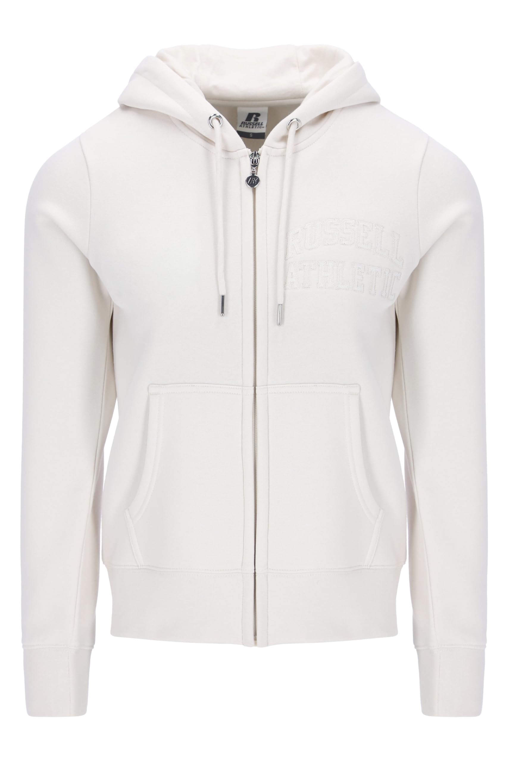 Russell Athletic A31002-W2-526 ABI-ZIP THROUGH HOODY Sweatshirt Women's PEARL Size XS WHITE SAND