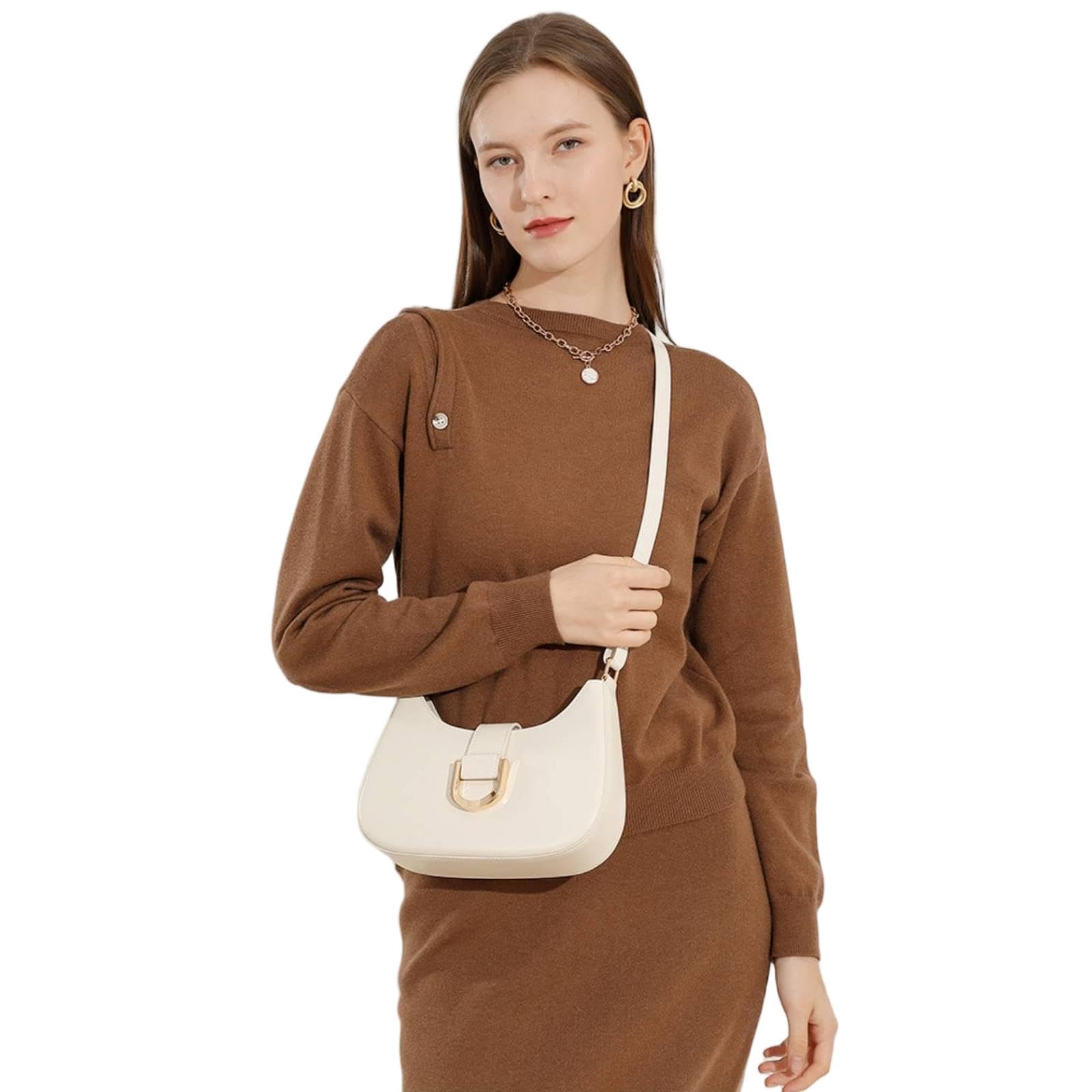XXDML - Bolsa de cuero con diseño de media luna, bolsa para el cuerpo para