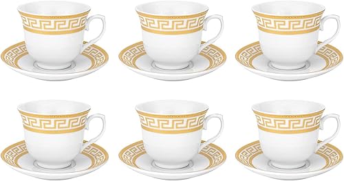 Miniatura 3 de Royalty Porcelain 12 tazas Demi de café o té con platillos (dorado)