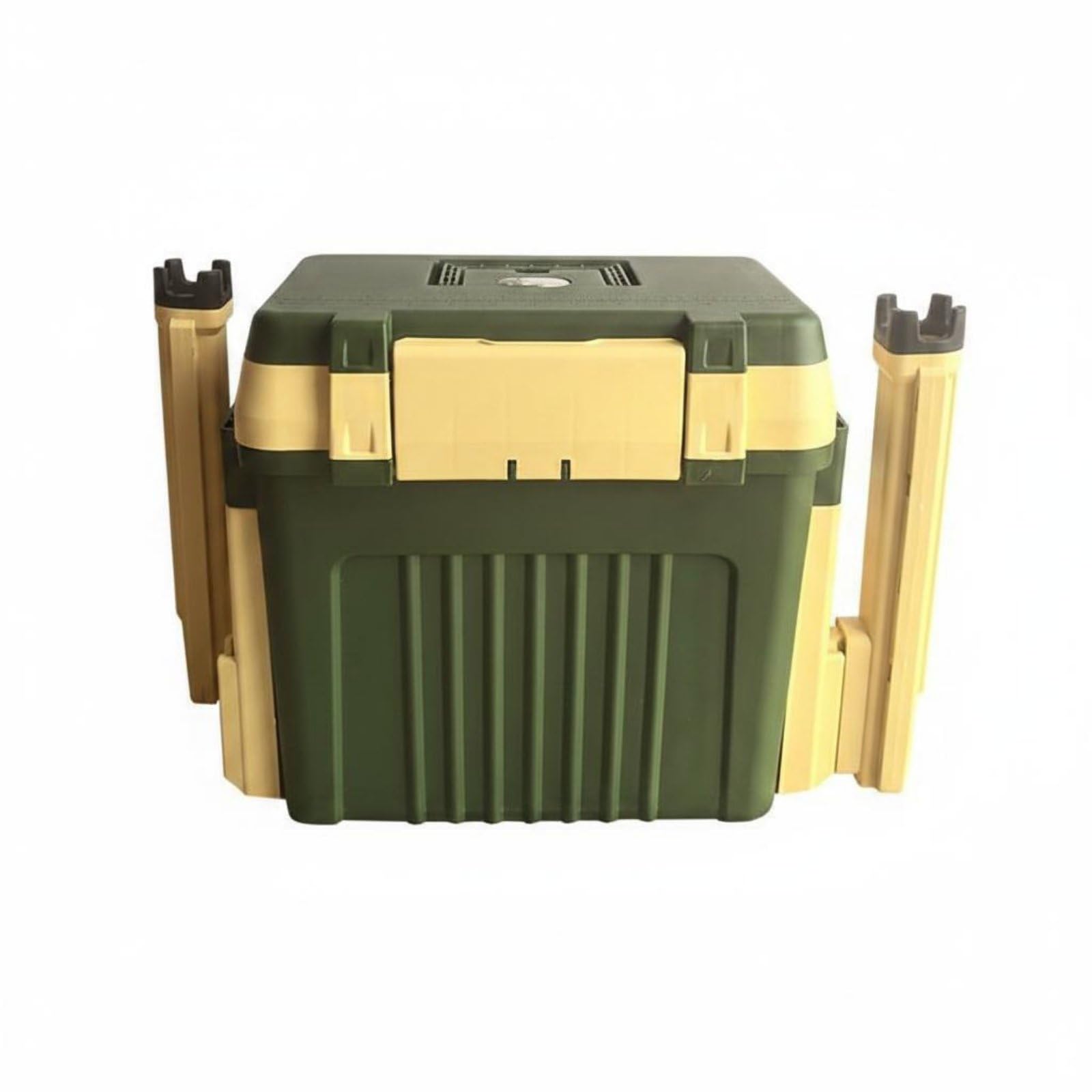 Qianly Contenitore da Pesca Scatola da Pesca Cassetta Portaccessori Organizzatore Ami Esche con Chiusura Sicura Struttura a 3 Livelli Materiale PP Robusto, Verde Militare
