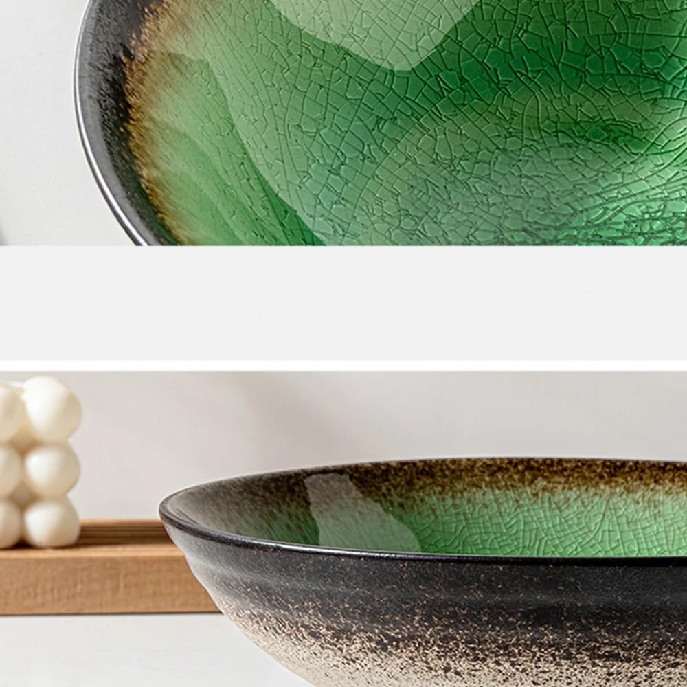 Platos de Camping Cuenco de Sopa cerámica Creativo Chino for Uso en restaurantes, Cuenco Fideos Ramen, Muy Adecuado for, hoteles, etc Plato Decorativo(A)