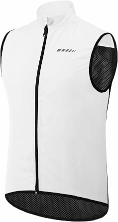 qualidyne Mens Windproof Cycling Vest Lightweight Full-Zip Sleeveless Biking Jacket with Pockets for Cycling, Running