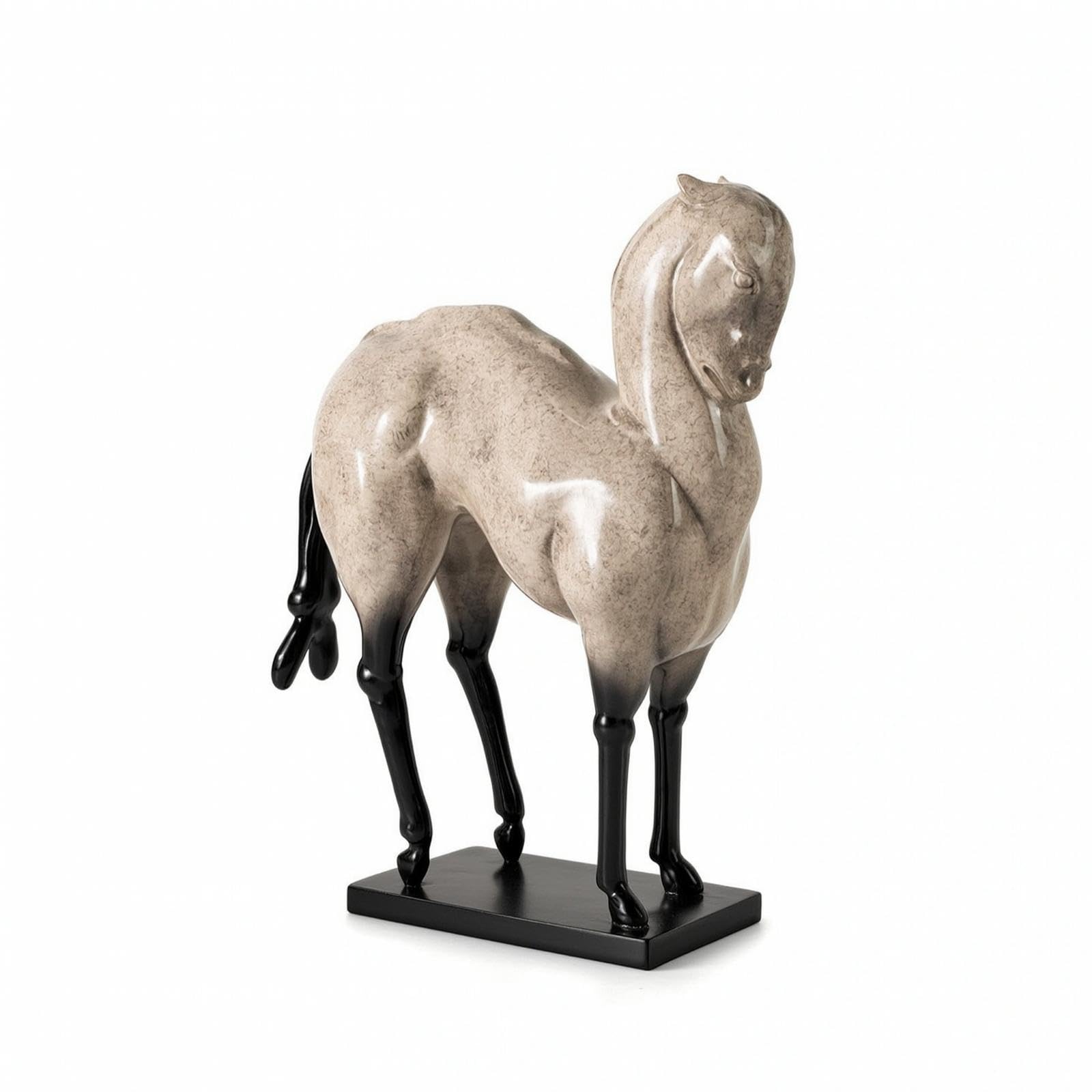 Standing Horse Resin Statue Horse Sculpture with Base Glossy Decor for Interior Decorators, Living Room, Display Shelf, Entryway-image-35