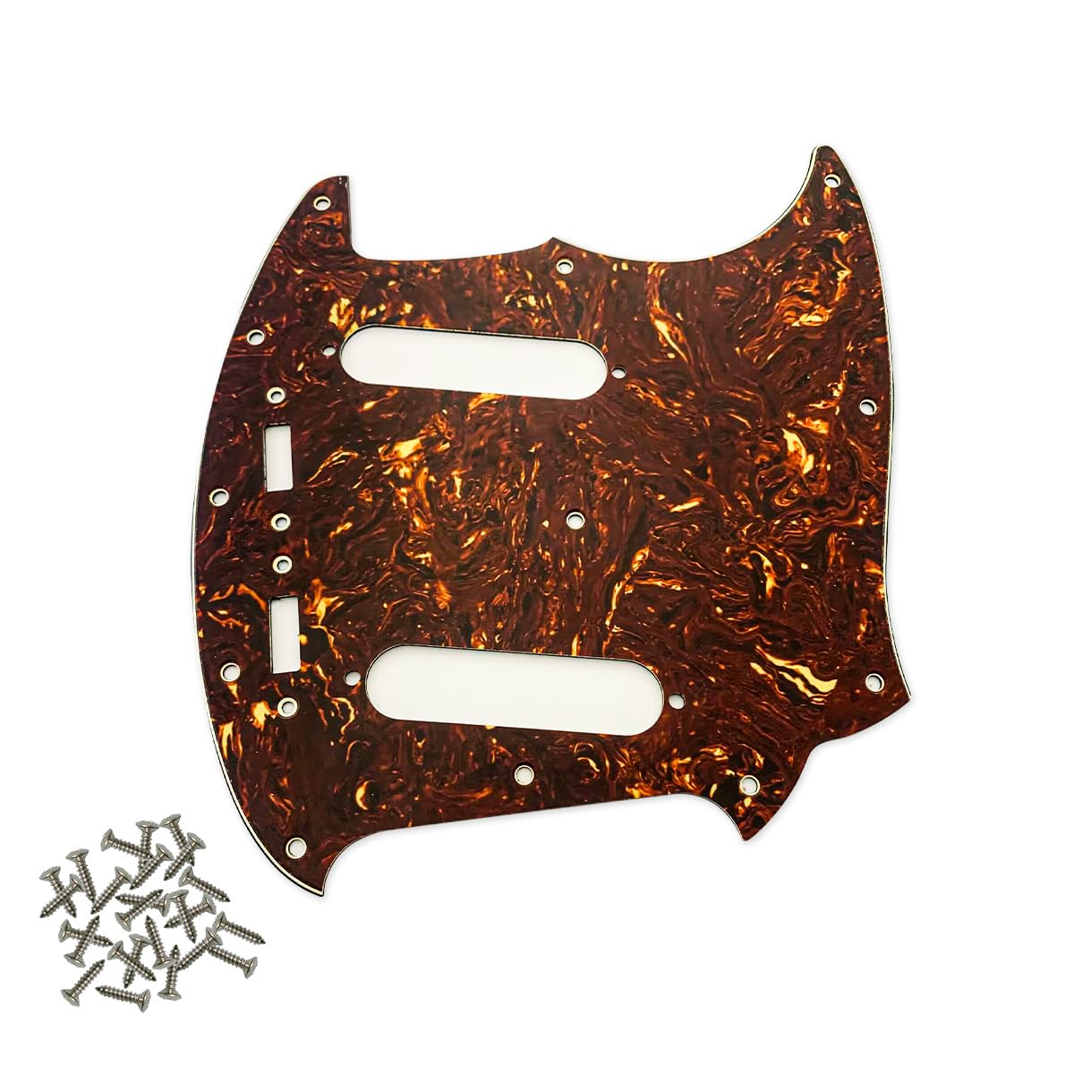 SHENGSUI Red Tortoise Pro 12-Hole Guitar Pickguard for Fender American Mustang