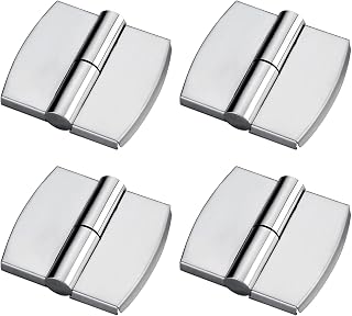 4pcs Public Toilet Stainless Steel Hinge,Silver Restroom Partition Hardware Connection Accessories for Shopping malls,Hotels, Bathroom Bathroom Door (Silver,Left Side Hinge)