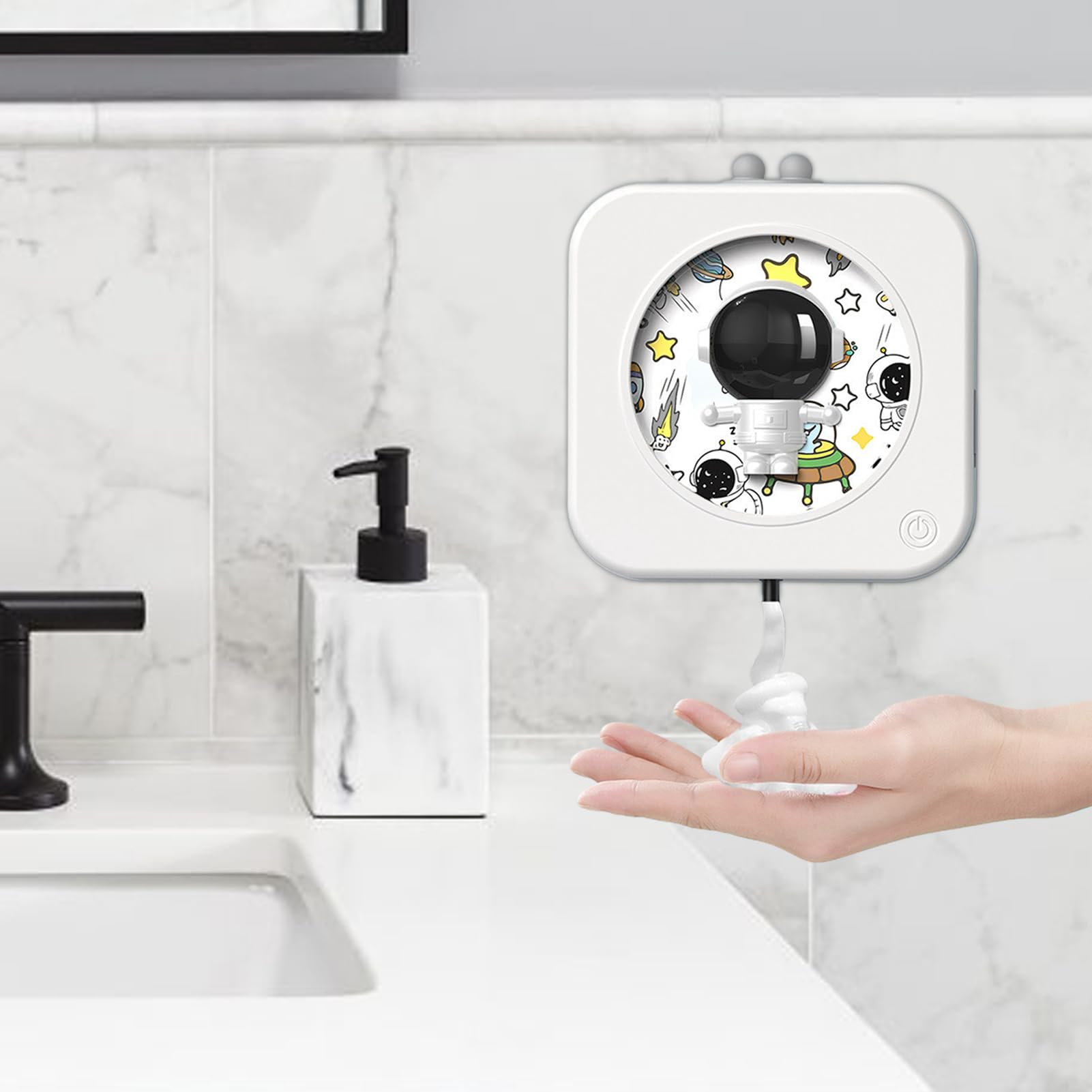 Erogatore Automatico di Sapone Senza Contatto Porta Gel Doccia Astronauta