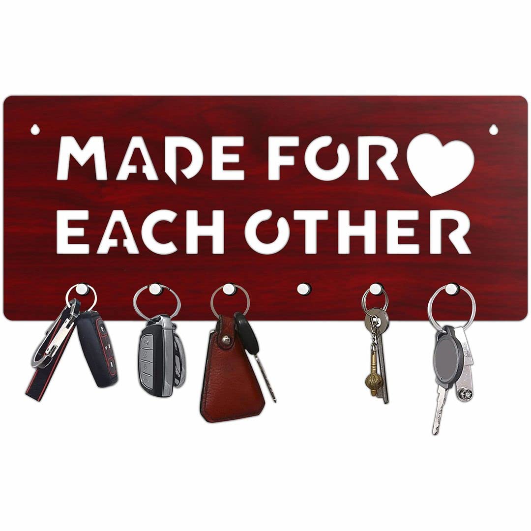 CVANU Made for Each Other 6 Knobs Hook Key Holder for Saving Keys & Home/Desirable Place Decoration Size(12cm X 28cm)_cv4