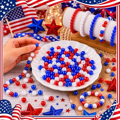 300pcs Red White and Blue Glass Beads - image 7