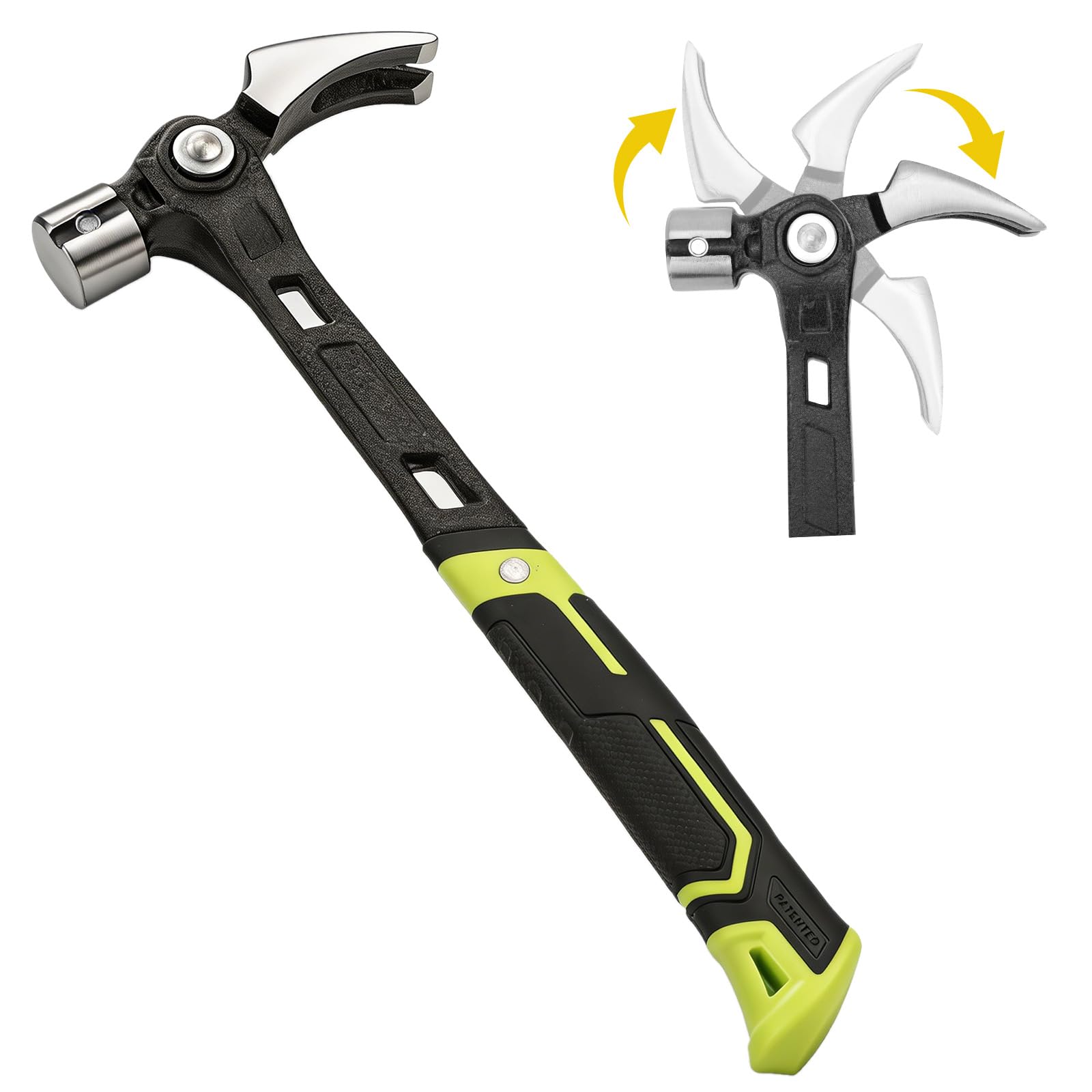 Qivine Martillo Carpintero con Soporte Magnético para Clavos, Martillo de Techador de Acero, Martillo Encofrador con Mango Antivibraciones, para Bricolaje, Reparaciones en el Hogar, Carpintería