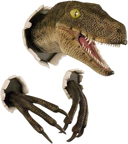 Miniatura 1 de LXXYYZ Cabeza de dinosaurio montada en la pared, escultura de cabeza de tiranosaurio de látex, cabezas de animales, arte de pared de dinosaurio