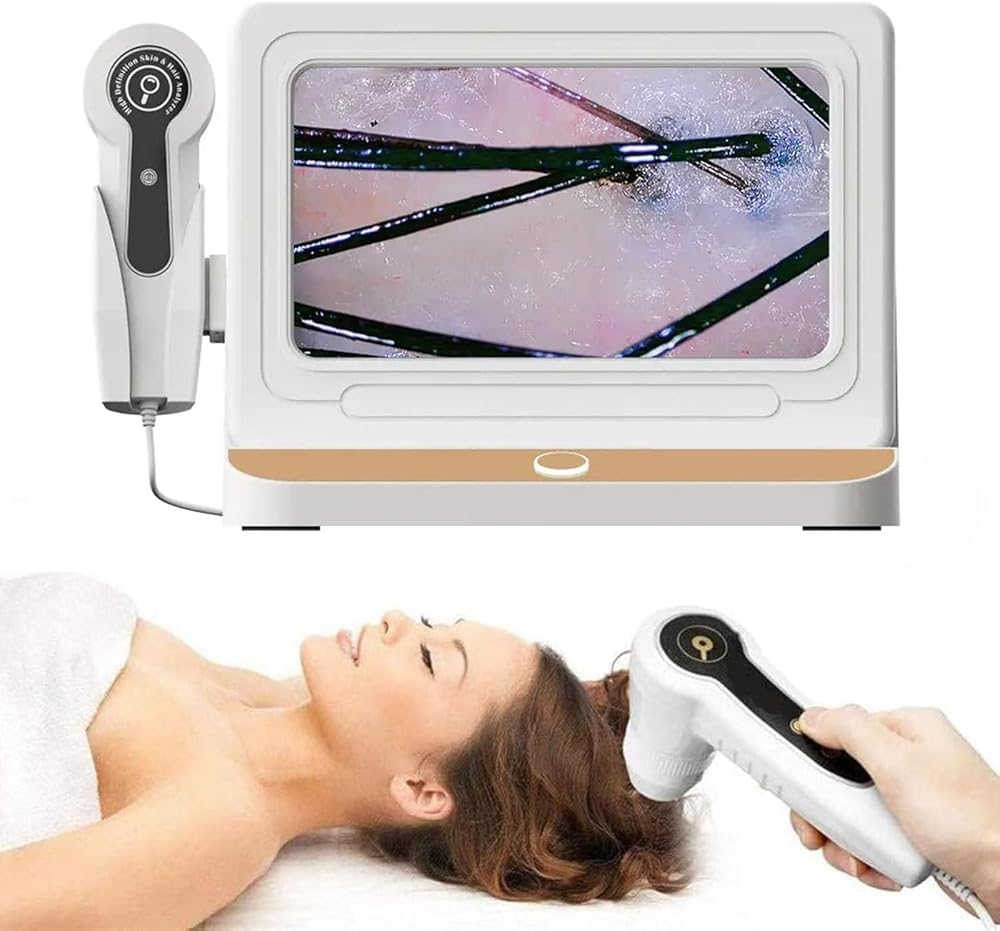 27,9 cm (11 Zoll) HD Kopfhautdetektor Mikroskop | Multifunktionaler Haarfollikel-Analysator mit 50-fach - 200-facher Vergrößerung | Intelligentes Hauttestgerät für Dermatologie, Trichologie und