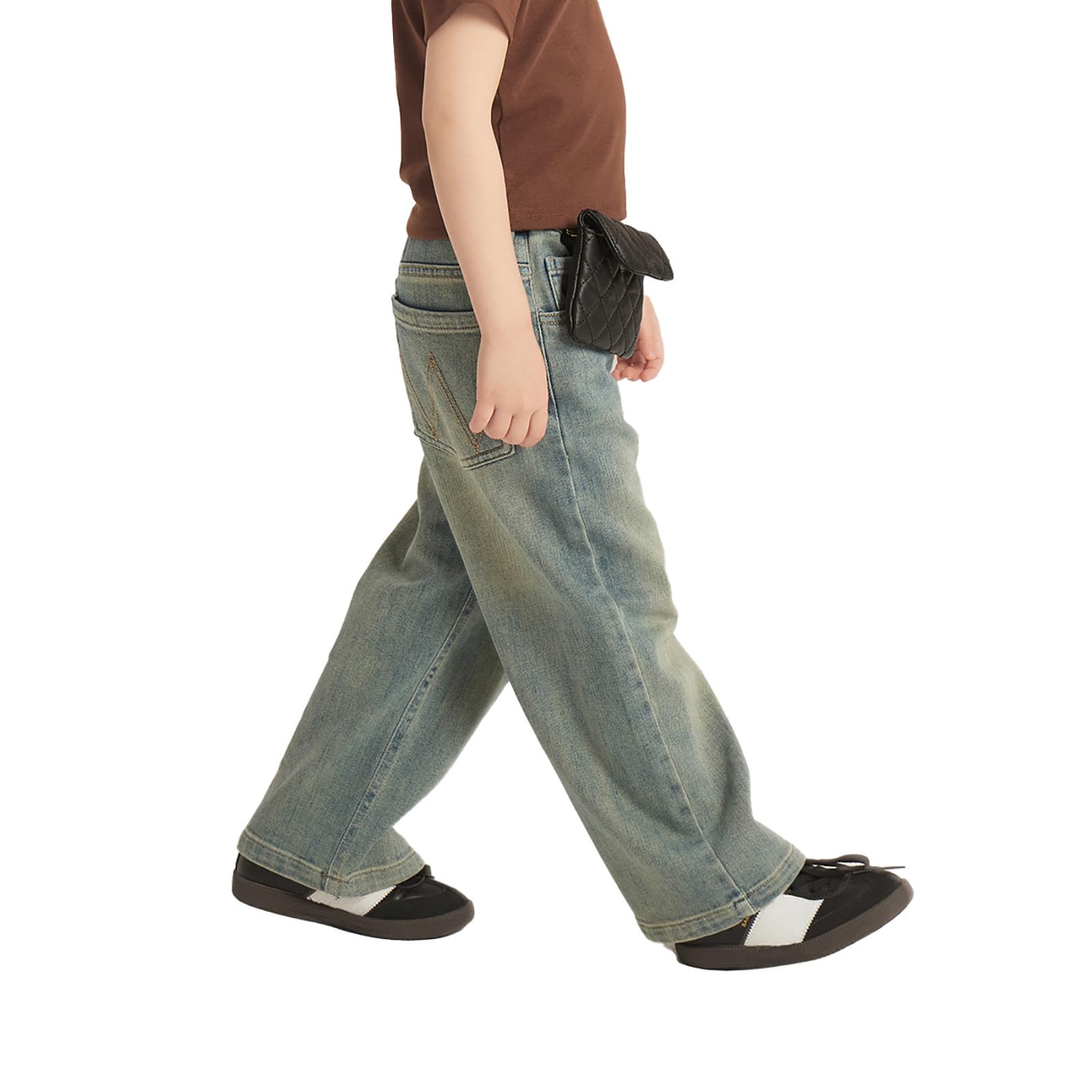 Genérico Pantalones Baggy Niño Pantalones Vaqueros Desgastados de Corte Recto y Estilo Retro para Uso Diario y Actividades Exteriores