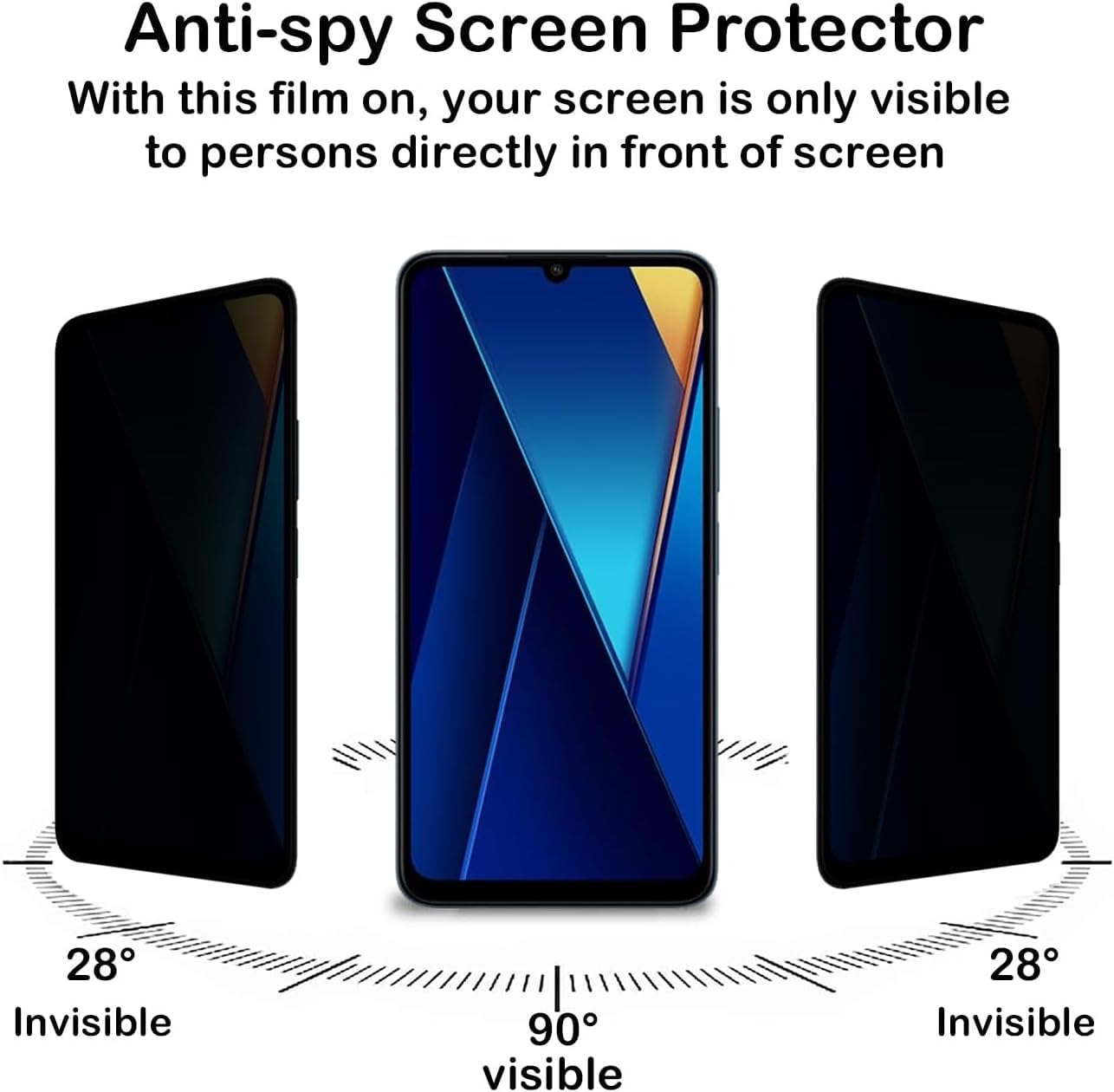 Anti Spy Pellicola Protettiva Privacy per realme C61 Protezione