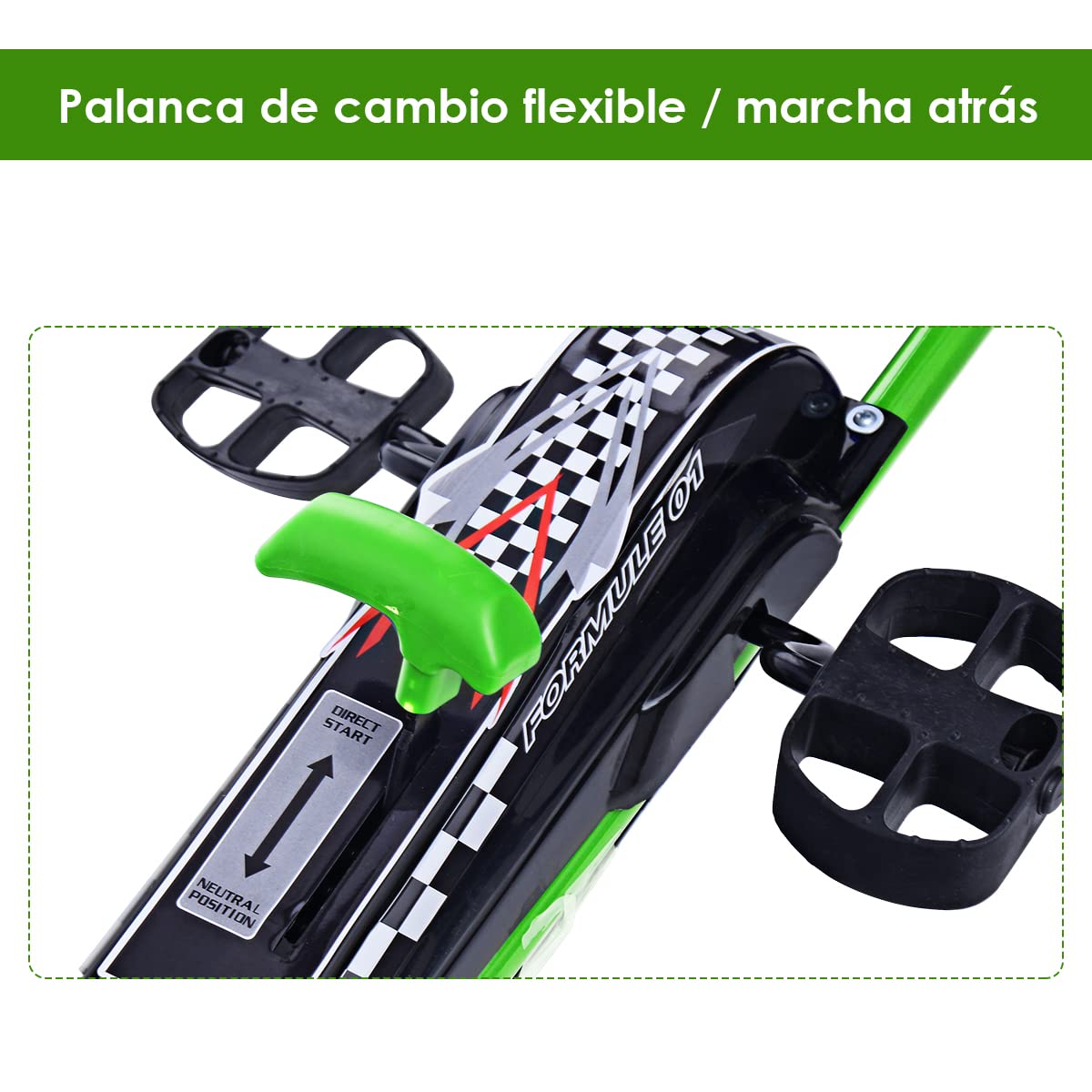 COSTWAY Go Kart Racing para Niños Coche de Pedal Asiento Ajustable con Ruedas de Goma Embrague y Freno Infantil Juguete (Verde)
