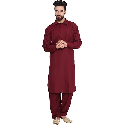 Sojanya (Since 1958, Men's Cotton Blend Pathani Kurta & Salwar SET